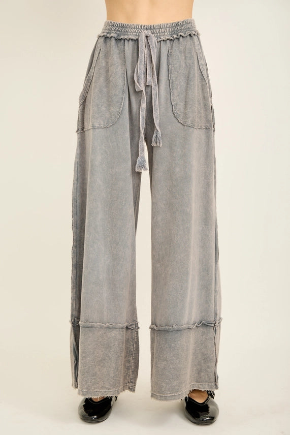 J.Her Mineral Wash Raw Hem Pants-Katze Boutique