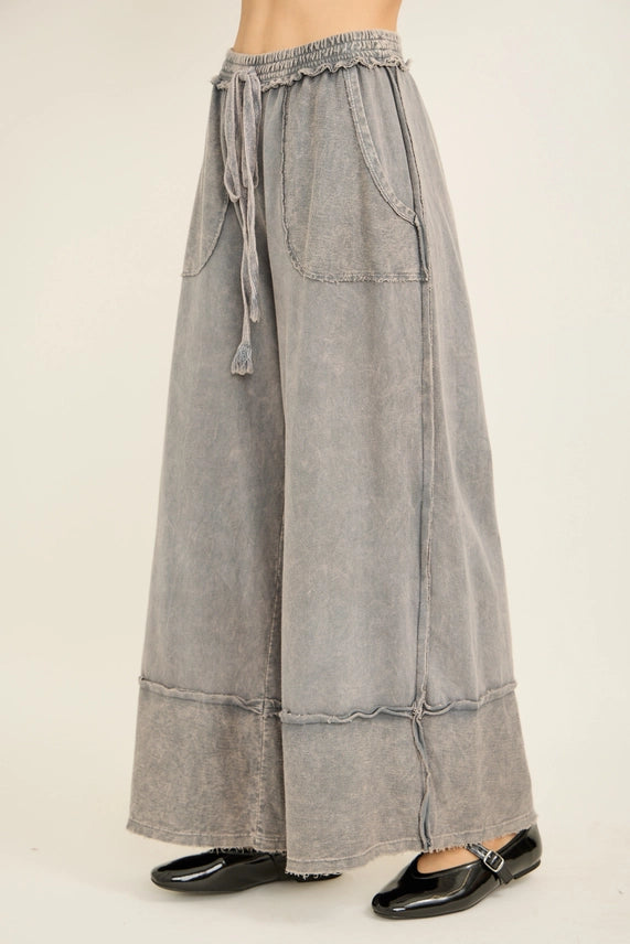 J.Her Mineral Wash Raw Hem Pants-Katze Boutique