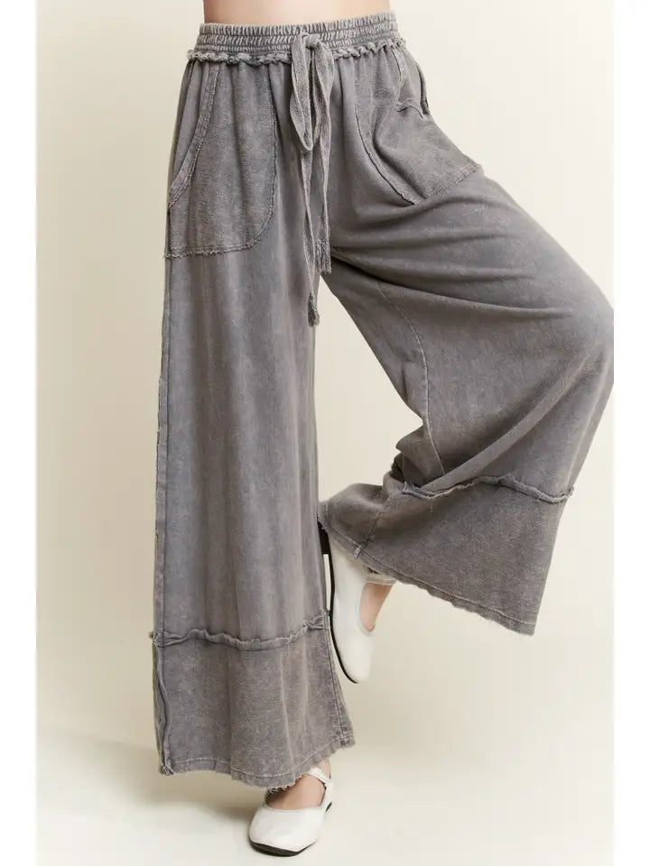 Wide Pants With Raw Hem-Katze Boutique