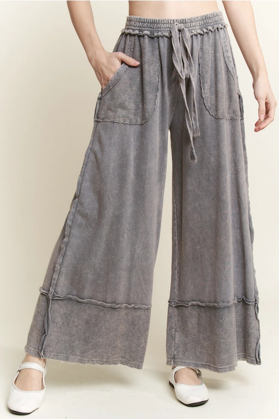 Wide Pants With Raw Hem-Katze Boutique