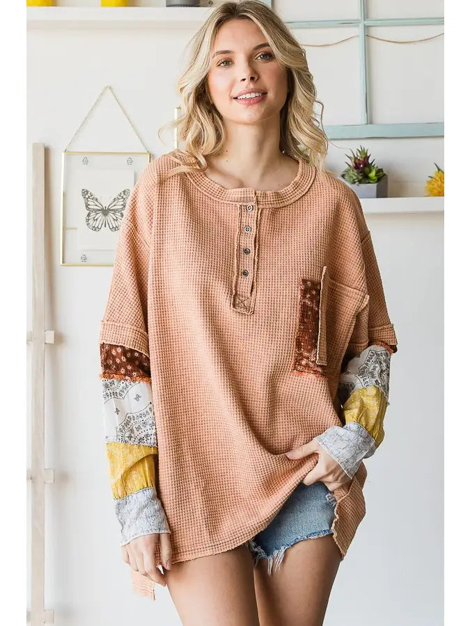 Oli & Hali Mixed Print Long Sleeve Top-Katze Boutique