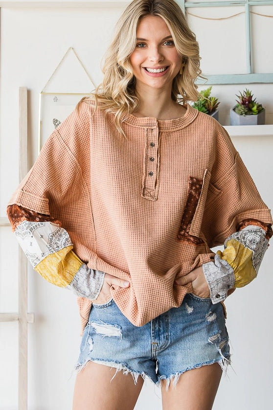 Oli & Hali Mixed Print Long Sleeve Top-Katze Boutique