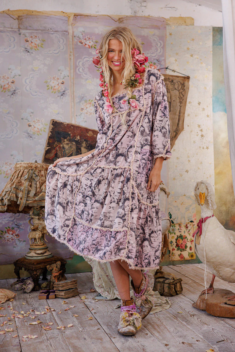 Magnolia Pearl Mural Frida Helenia Dress-Katze Boutique