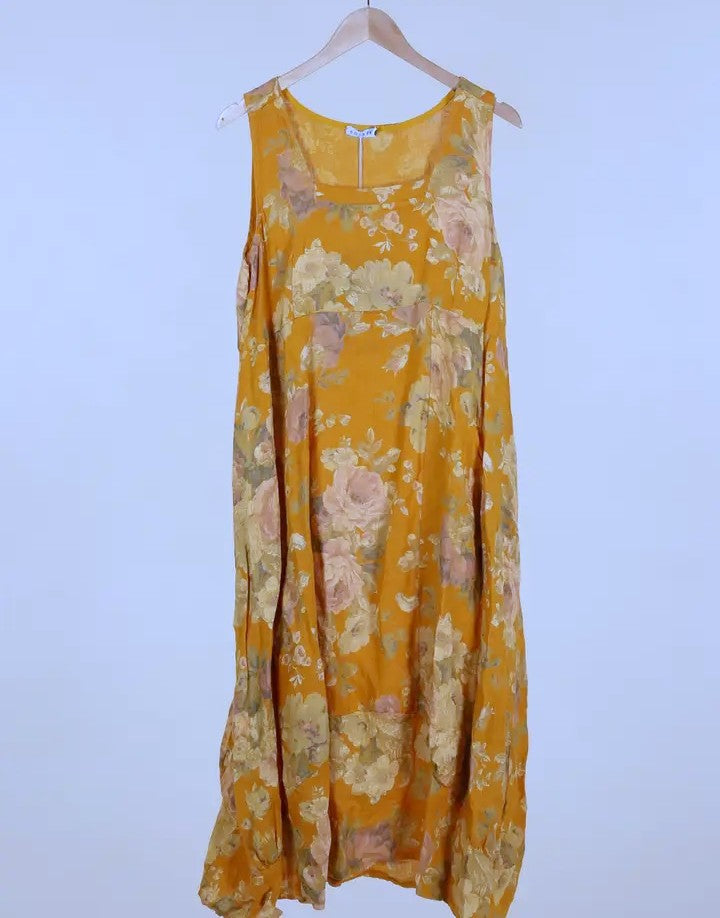 Made In Italy Floral Sleeveless Dress-Katze Boutique