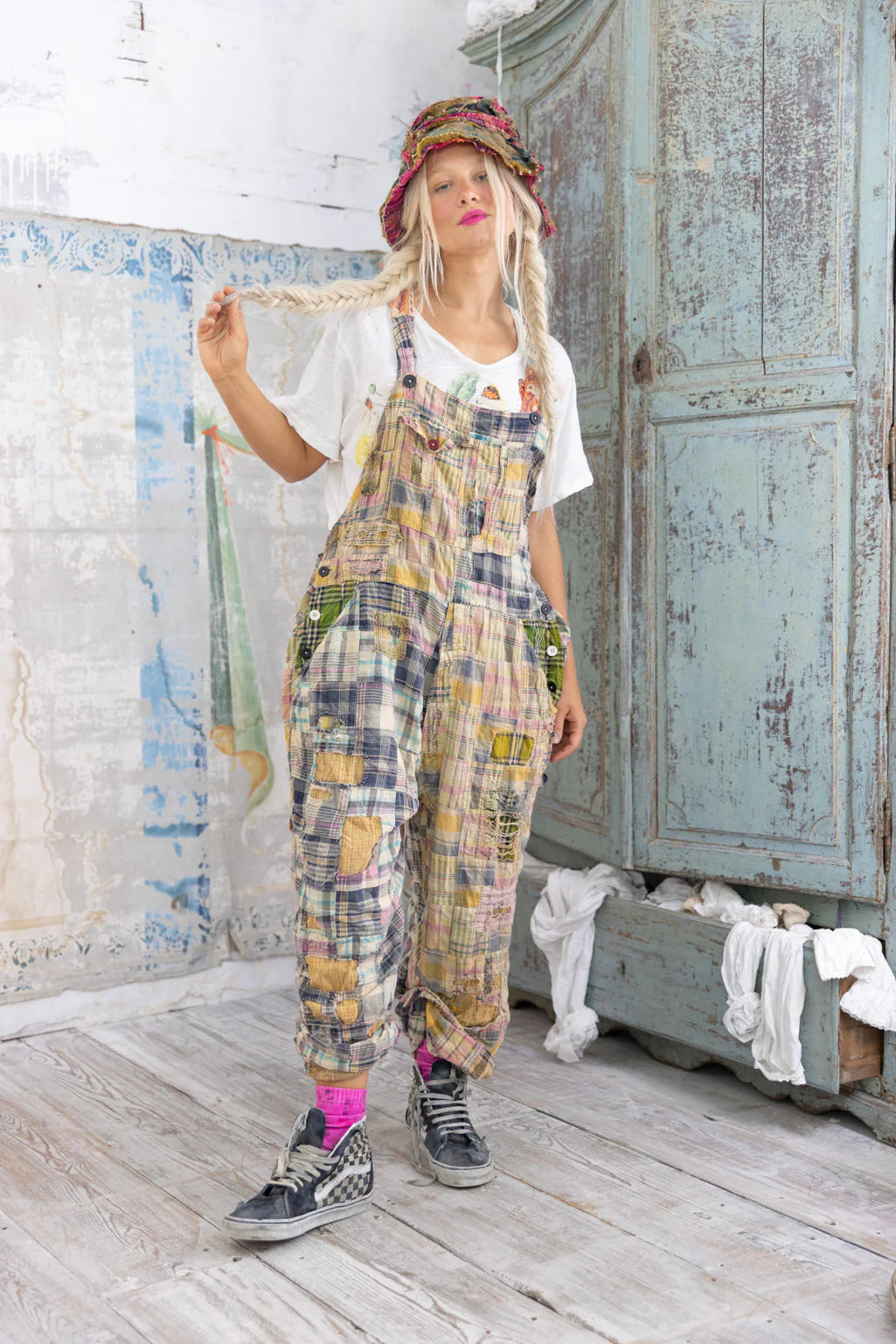 Magnolia Pearl Patchwork Love Overalls-Katze Boutique