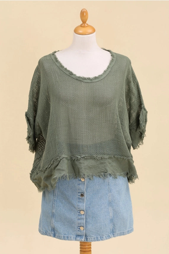 Made In Italy Cotton Linen Knit Top-Katze Boutique