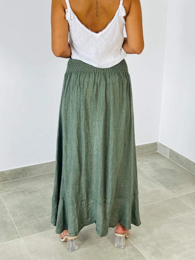 Maxi A-Line Linen Skirt-Katze Boutique