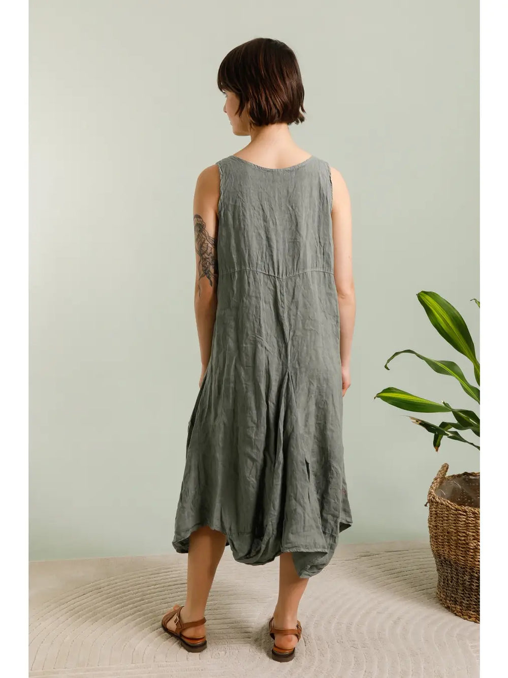 Made In Italy Pocket Linen Dress-Katze Boutique