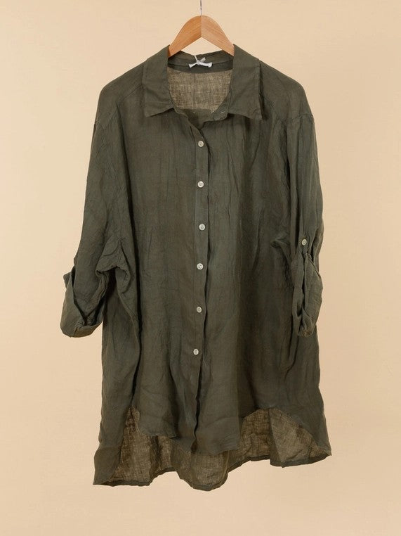 Made in Italy Linen Shirt | Hi-Low Hem | Katze Boutique