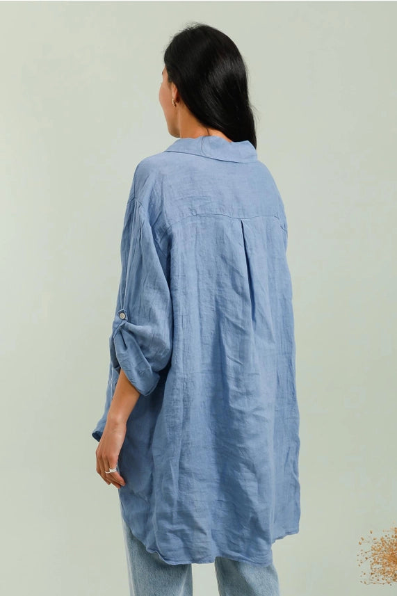 Made in Italy Linen Shirt | Hi-Low Hem | Katze Boutique