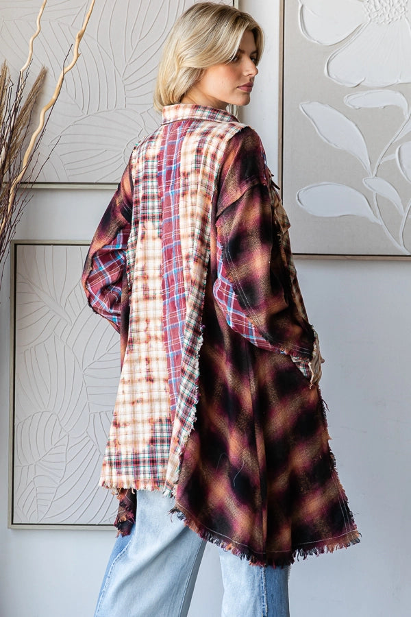 Oli & Hali Washed Mixed Plaid Shirt=Katze Boutique