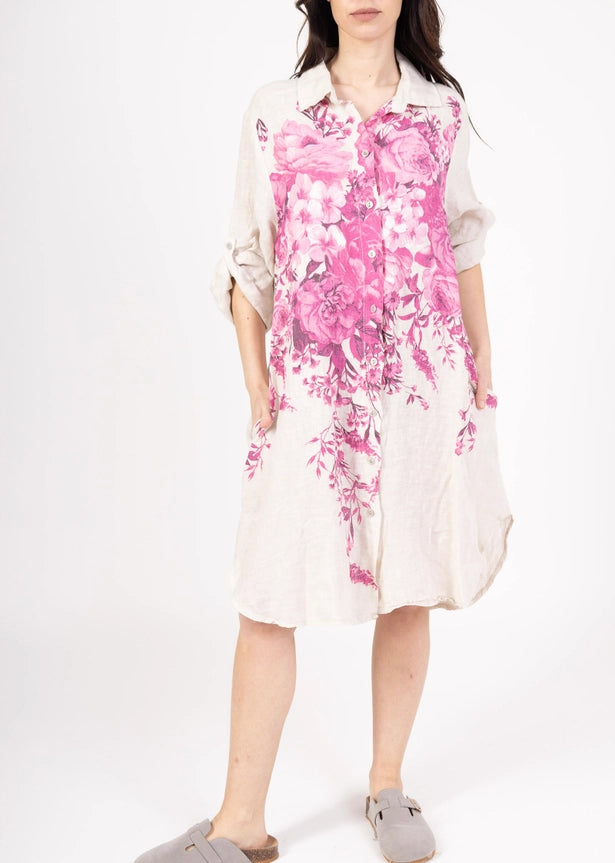 Made in Italy Linen Print Dress-Katze Boutique