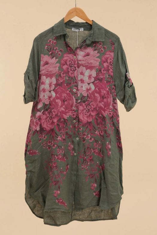 Made in Italy Linen Print Dress-Katze Boutique
