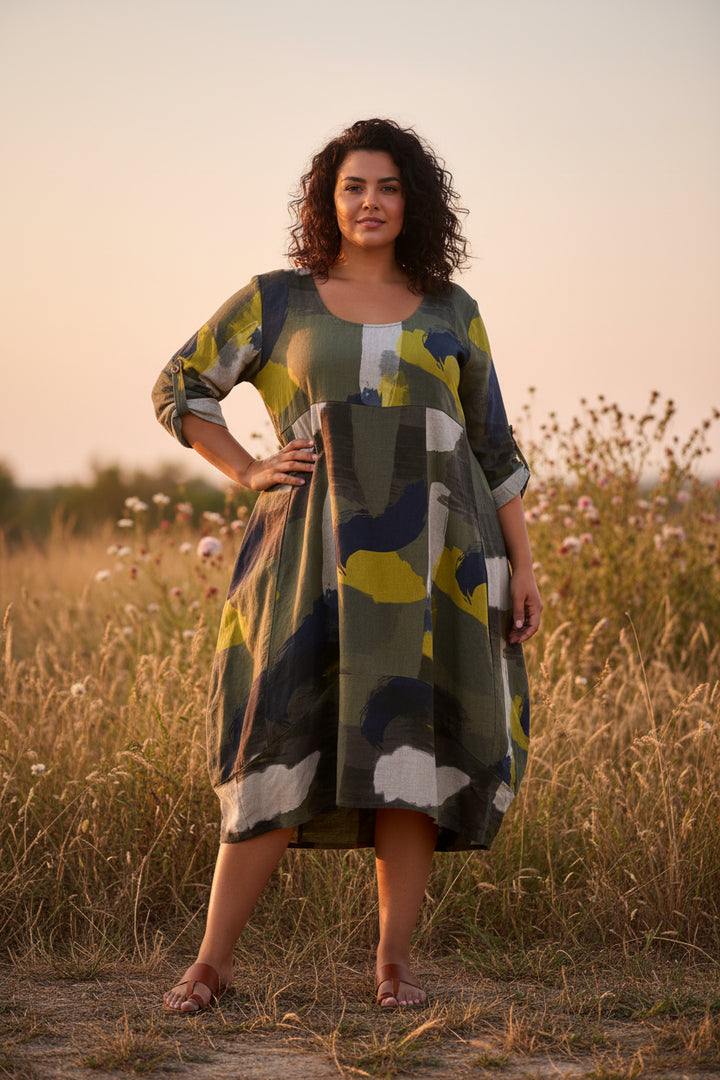 Made In Italy Plus Size Linen Dress | Katze Boutique