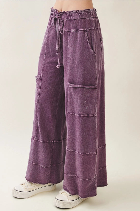 J. Her Mineral Wash Wide Leg Cropped Pants | Katze Boutique