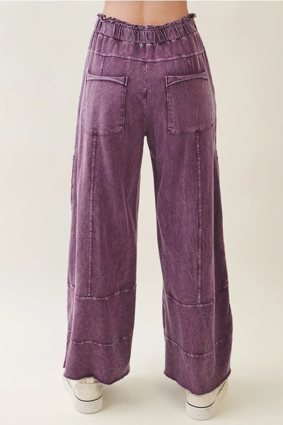 J. Her Mineral Wash Wide Leg Cropped Pants | Katze Boutique