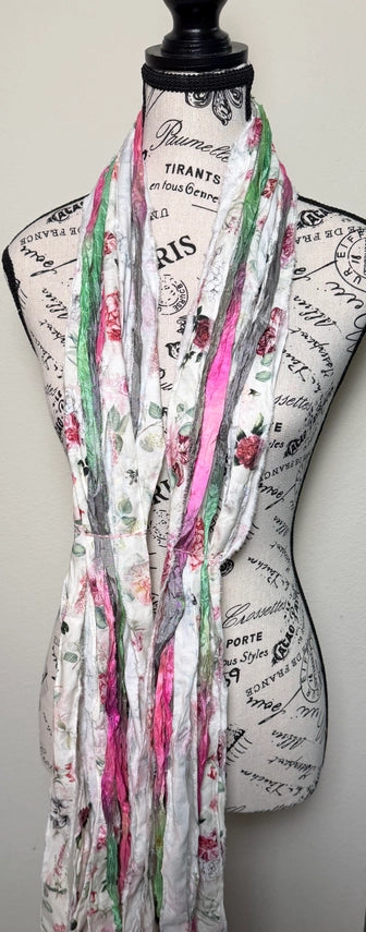 The Curated Raven Fringe Scarf - Rose Tea Garden-Katze Boutique