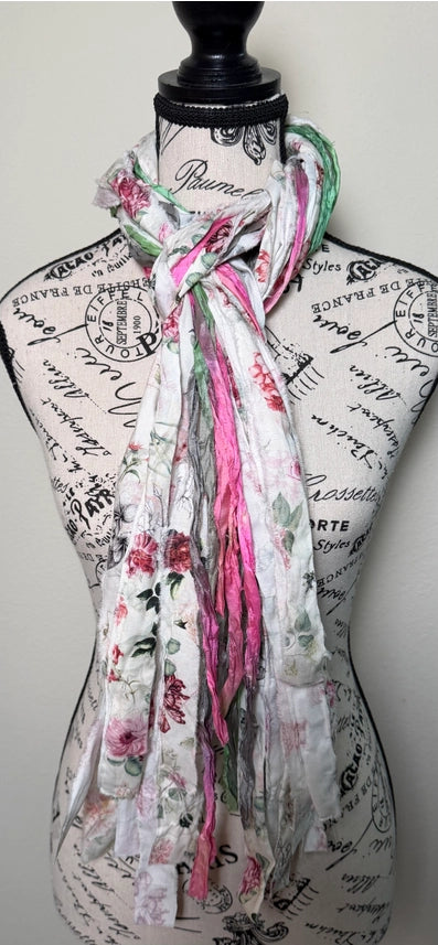 The Curated Raven Fringe Scarf - Rose Tea Garden-Katze Boutique