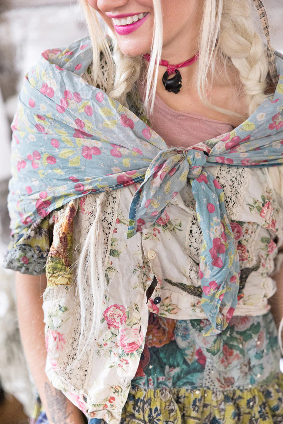 Magnolia Pearl Cherry Picking Scarf-Katze Boutique