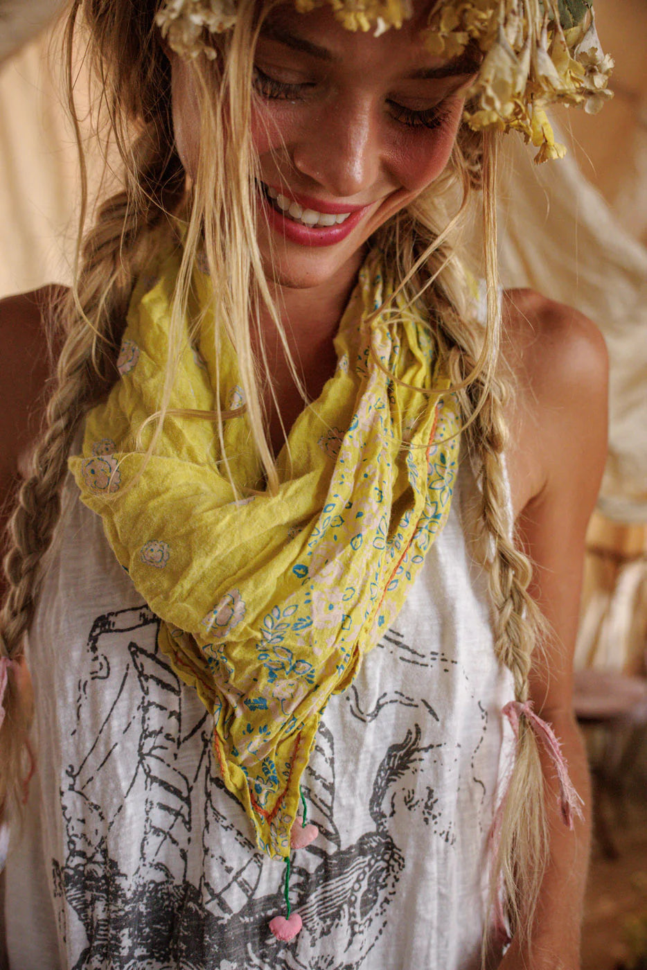 Magnolia Pearl MP Floral Tassel Scarf-Katze Boutique