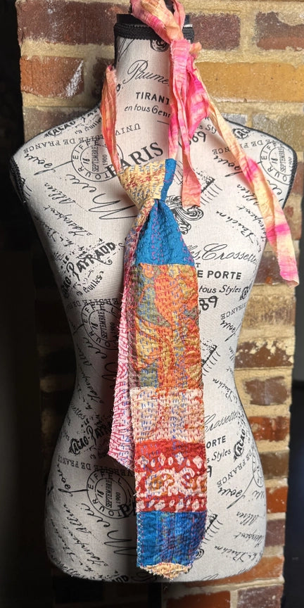 Silk Kantha Ties Necklace-Katze Boutique