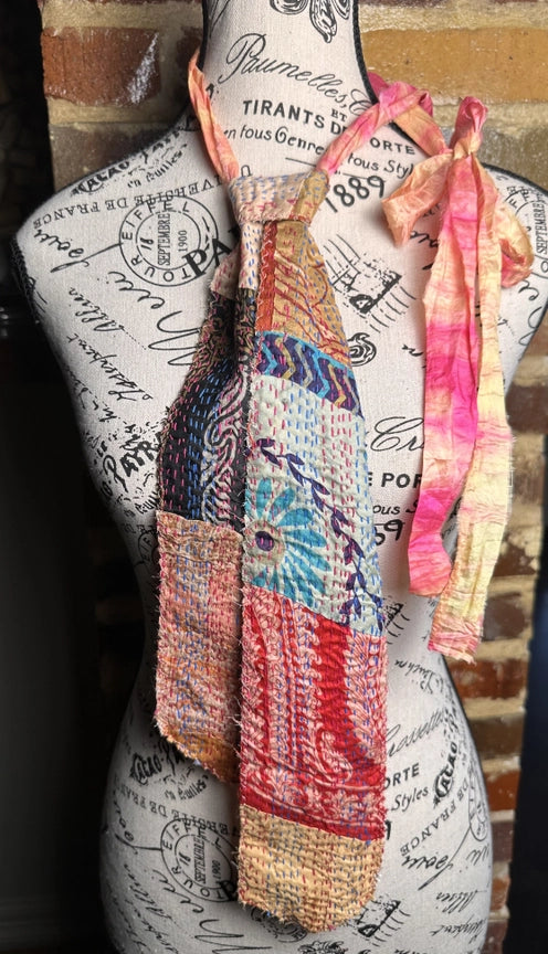 Silk Kantha Ties Necklace-Katze Boutique