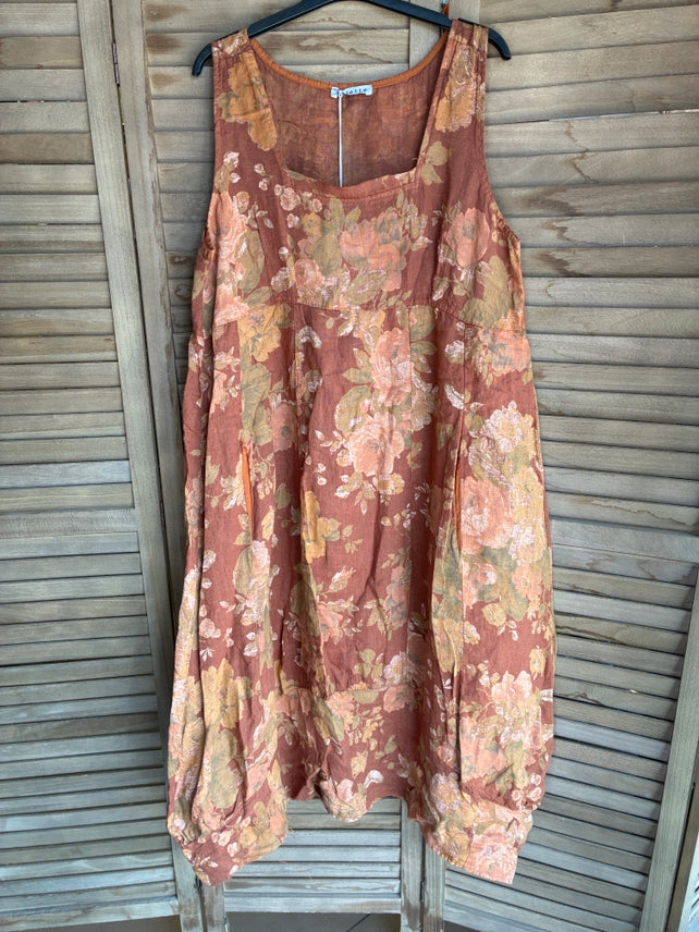 Made In Italy Floral Sleeveless Dress-Katze Boutique