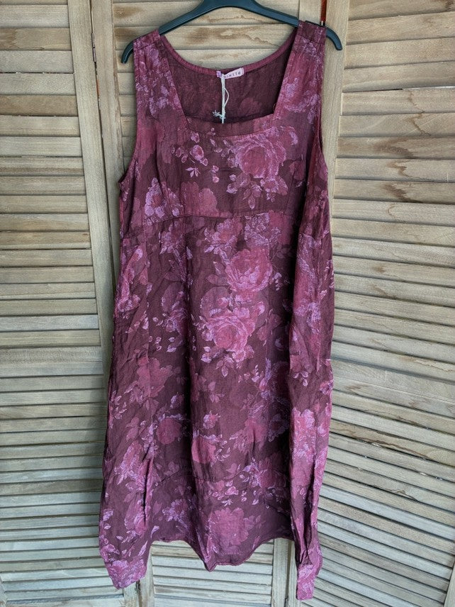 Made In Italy Floral Sleeveless Dress-Katze Boutique