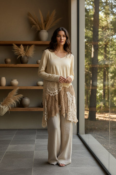Jaded Gypsy Squared Away Top Oatmeal | USA Cotton - Katze Boutique