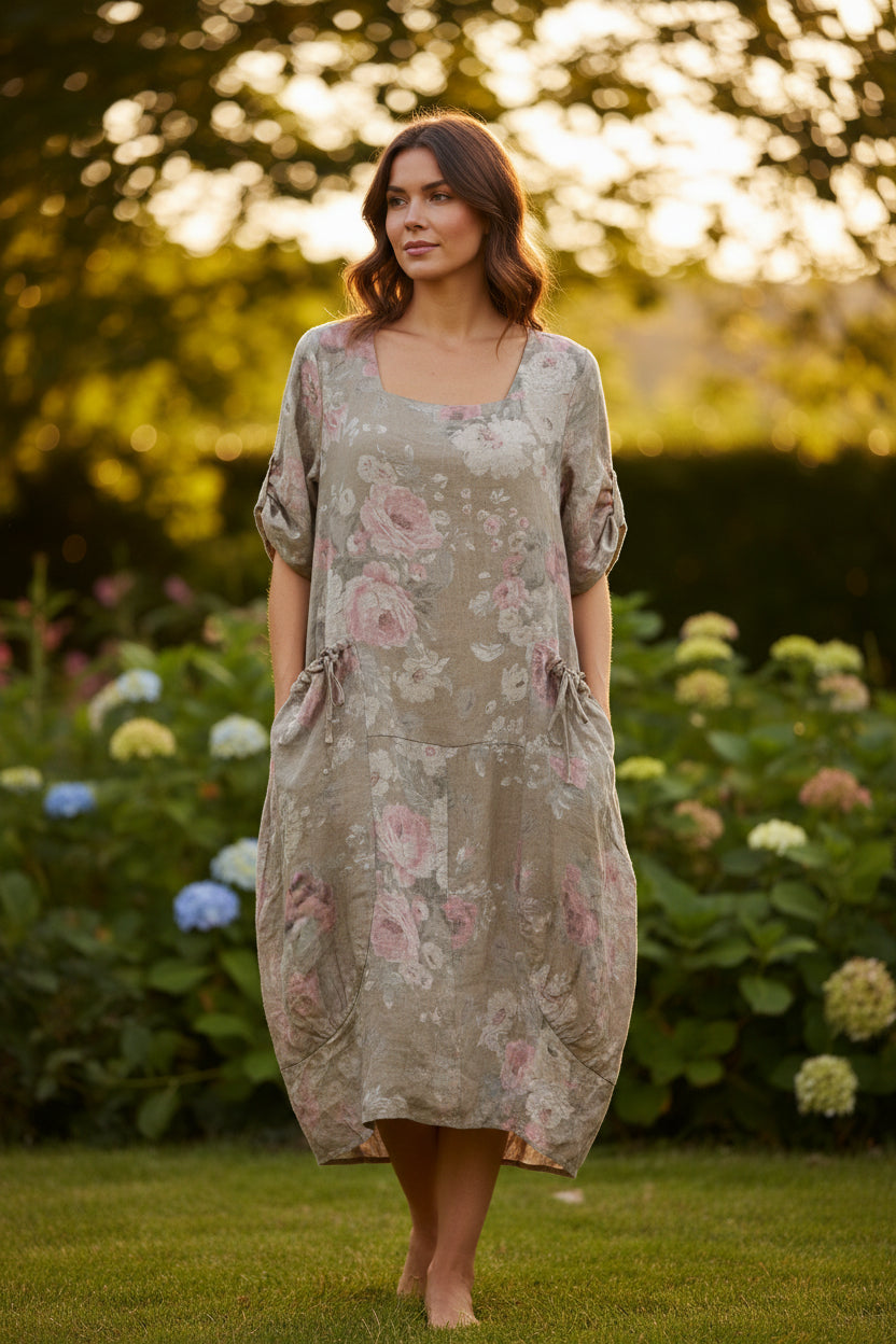 Made in Italy Linen Floral Dress | Katze Boutique