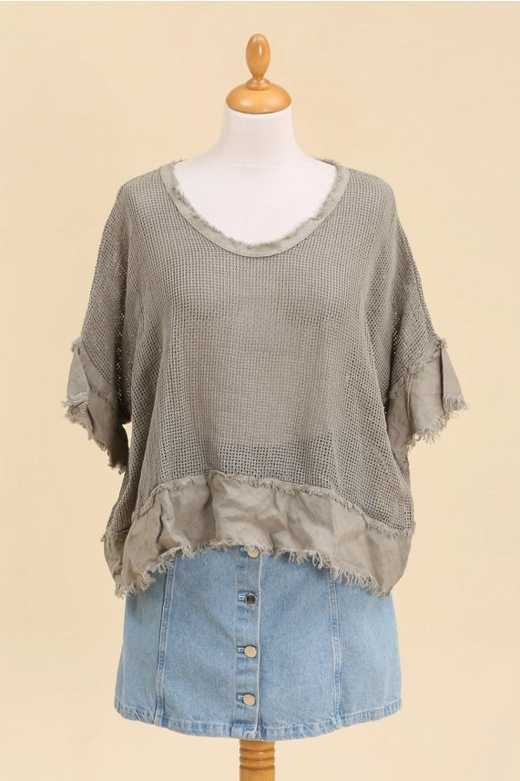 Made In Italy Cotton Linen Knit Top-Katze Boutique