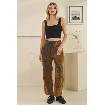 Oli and Hali Tie Waist Velvet Suede Pants-Katze Boutique