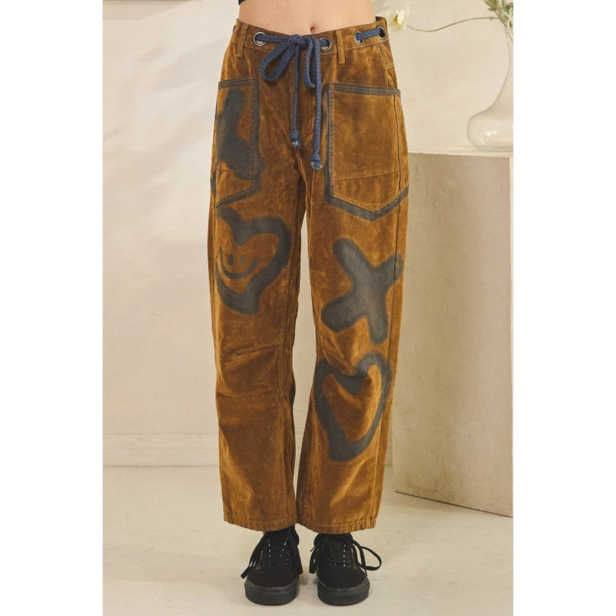 Oli and Hali Tie Waist Velvet Suede Pants-Katze Boutique