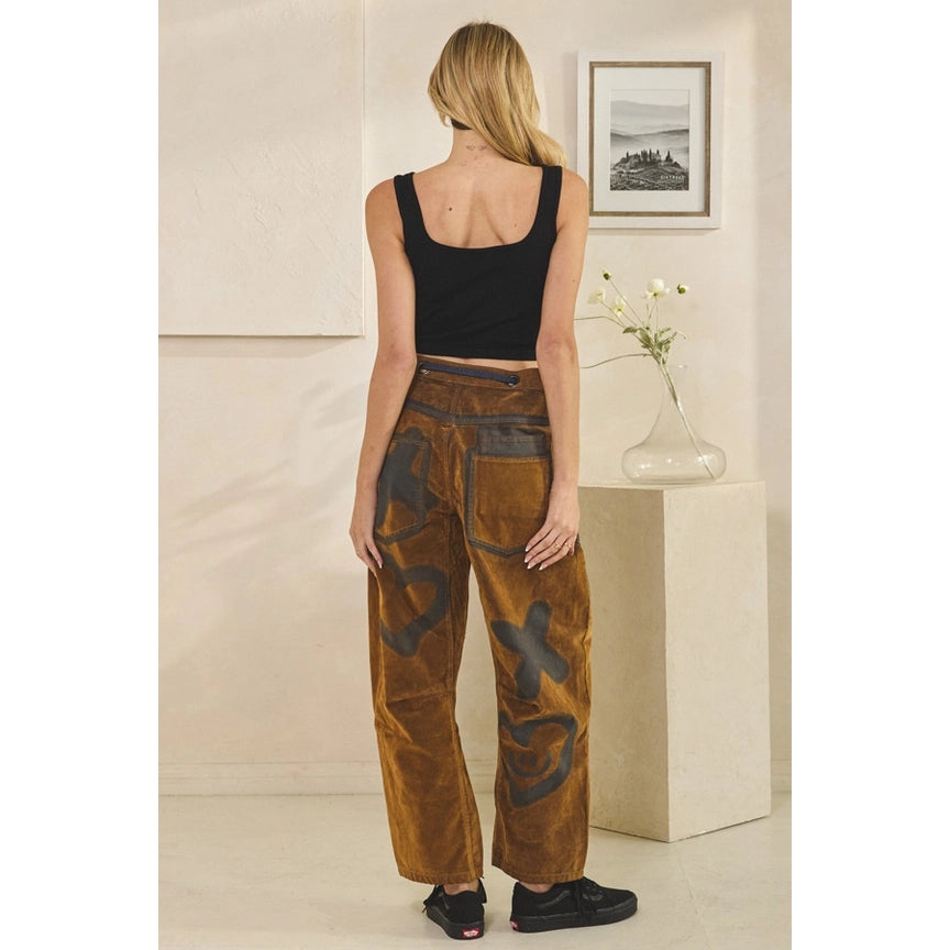 Oli and Hali Tie Waist Velvet Suede Pants-Katze Boutique