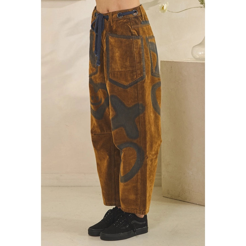 Oli and Hali Tie Waist Velvet Suede Pants-Katze Boutique
