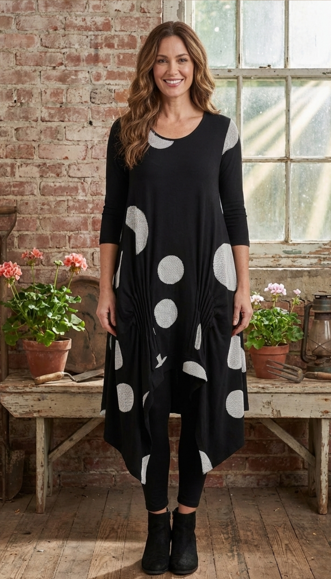 Lexi Dress in Black Striped Circles by Tulip - Katze Boutique