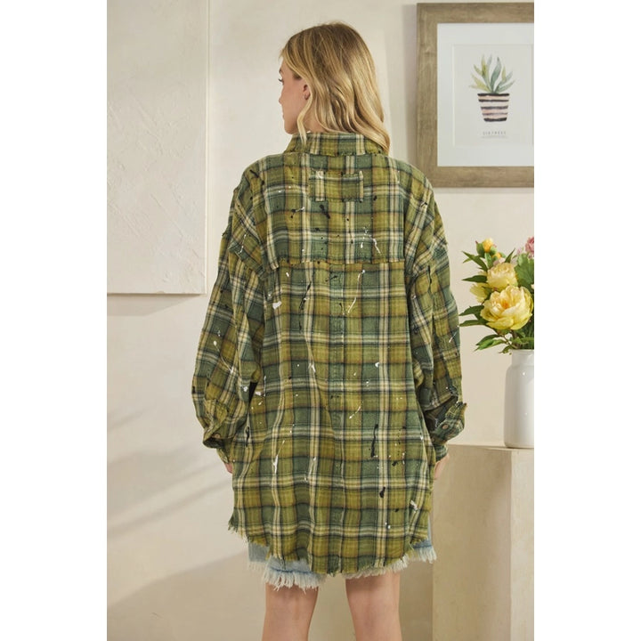 Oli &Hali Button Down Long Sleeve Plaid Shirt-Katze Boutique