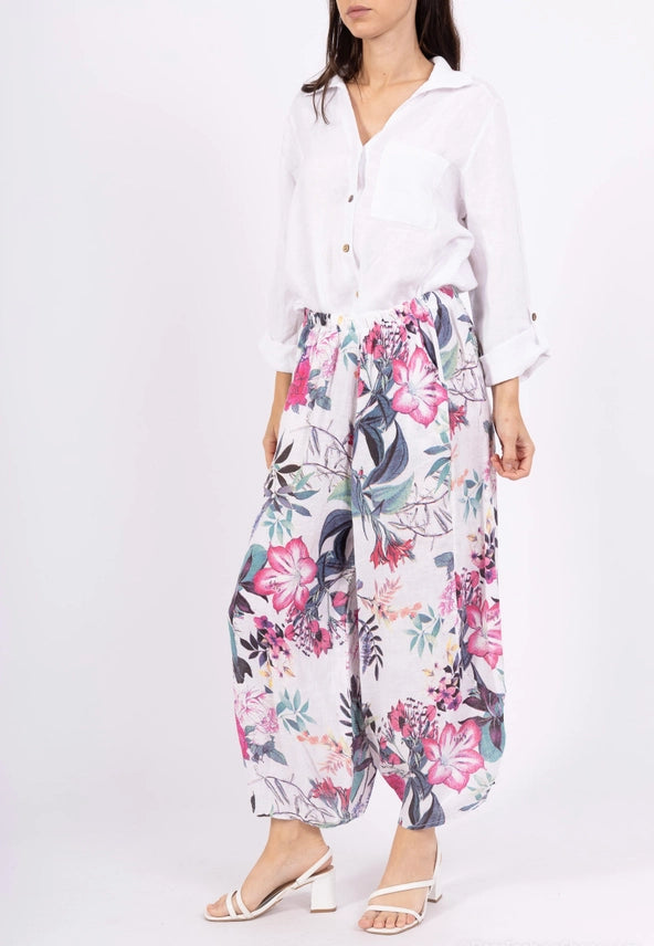 Made In Italy Balloon Linen Pants-Katze Boutique