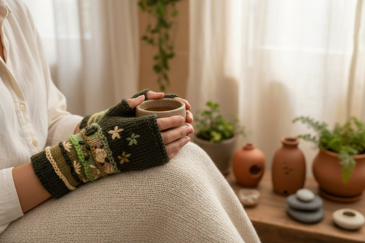 Fingerless Wool Hand Gloves-Katze Boutique