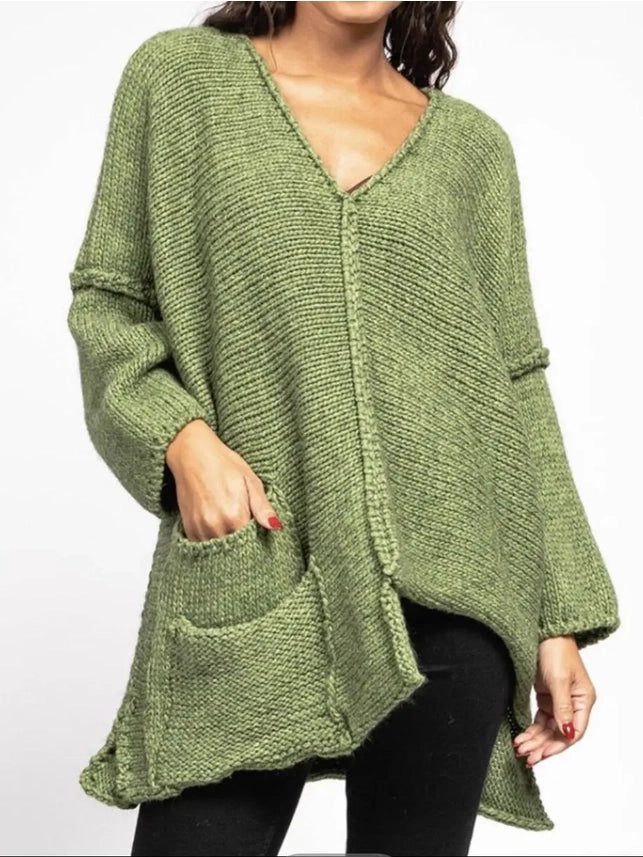 Made In Italy Asymmetrical Oversized Wool Sweater-Katze Boutique