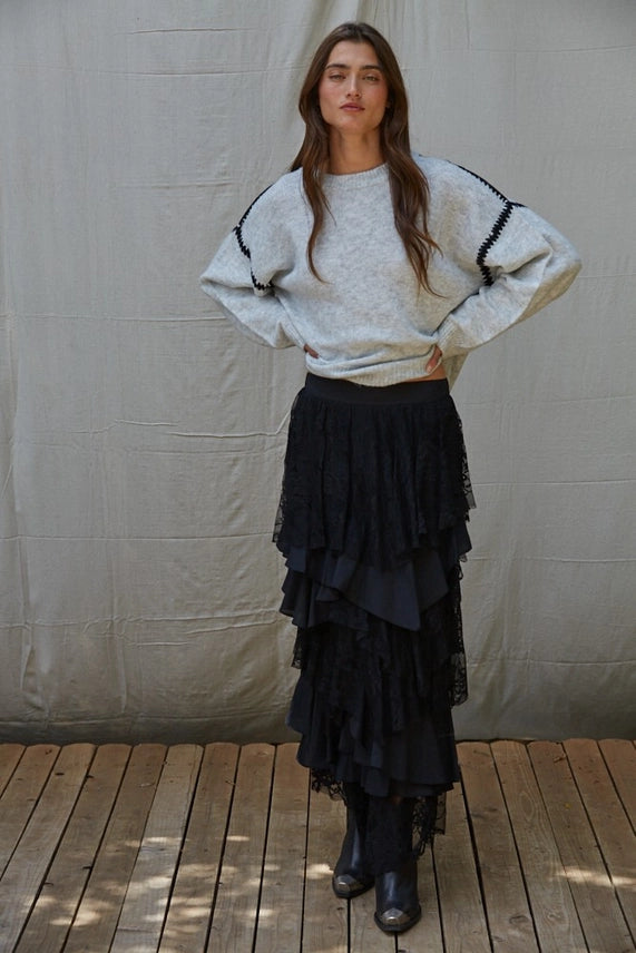 Tiered Ruffled Cotton Maxi Skirt | Katze Boutique