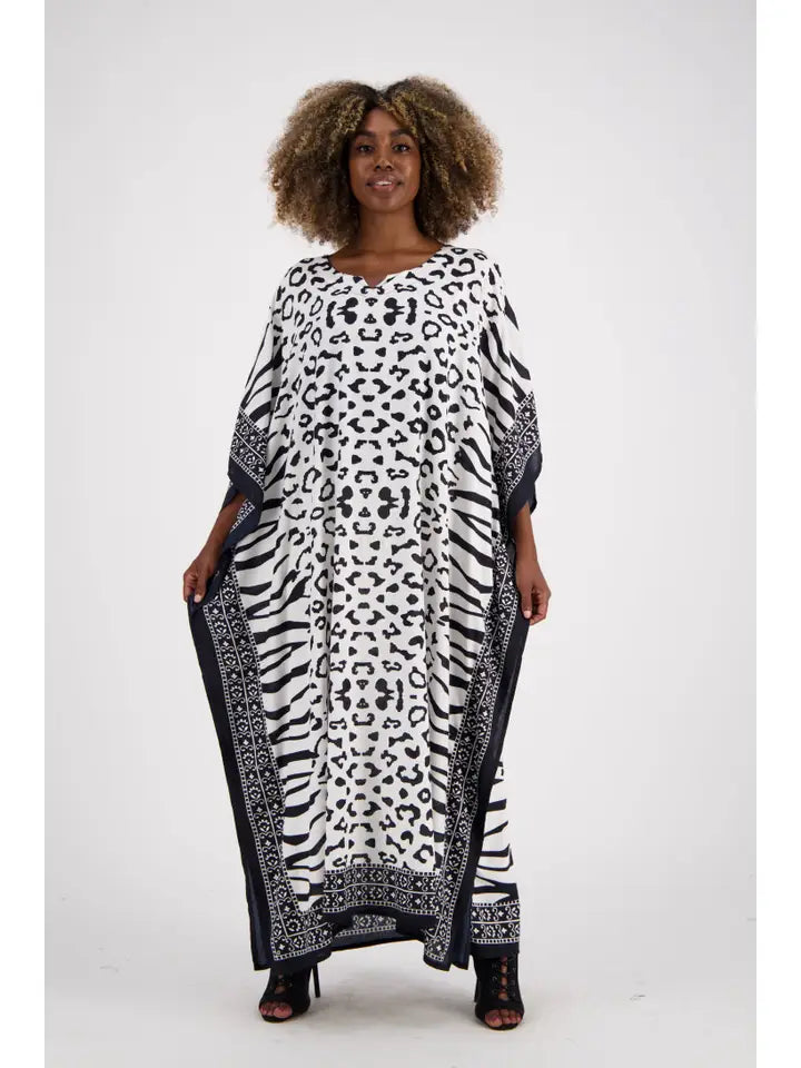 Zebra Print Maxi Kaftan-Katze Boutique