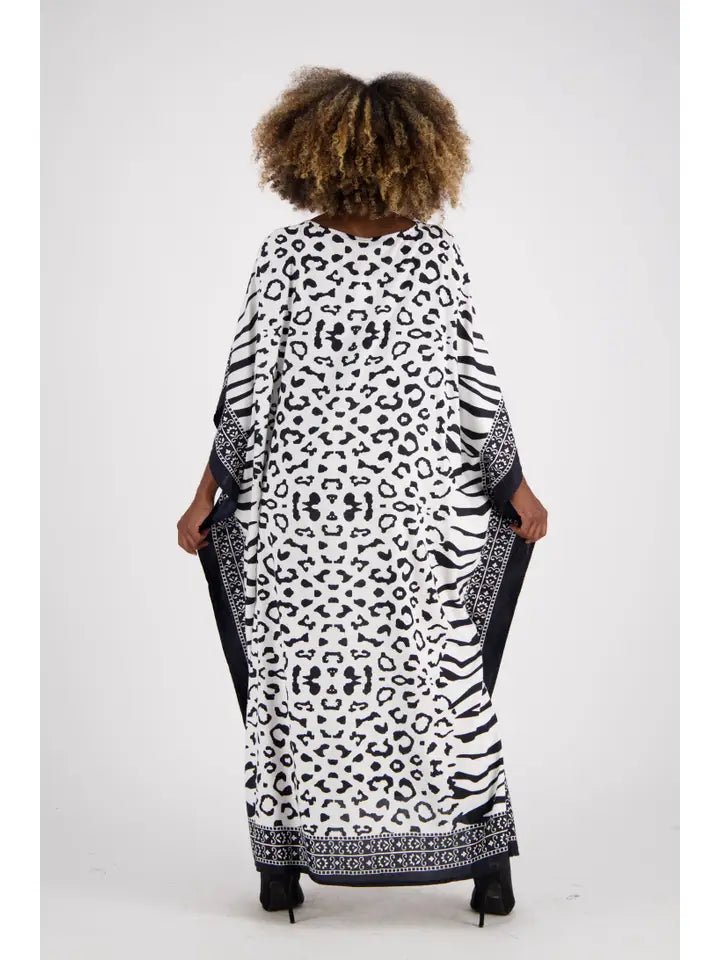 Zebra Print Maxi Kaftan-Katze Boutique