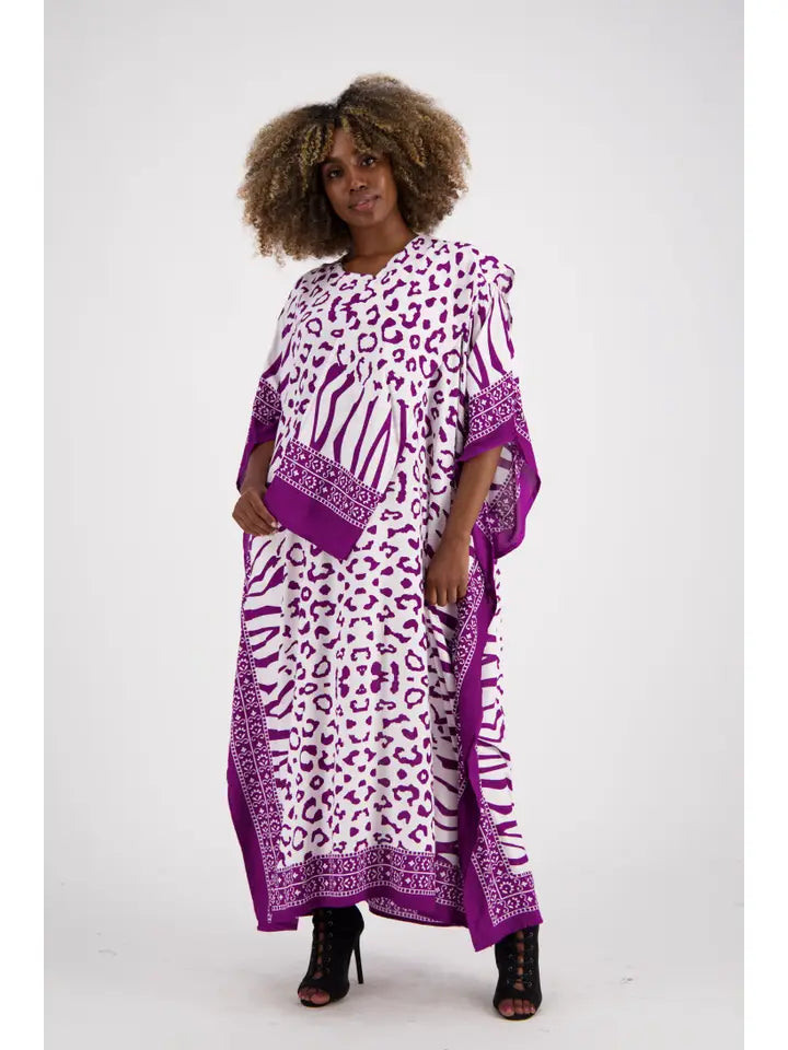 Zebra Print Maxi Kaftan-Katze Boutique