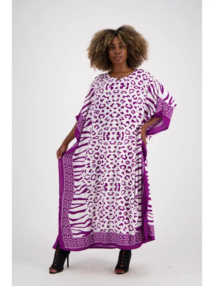 Zebra Print Maxi Kaftan-Katze Boutique
