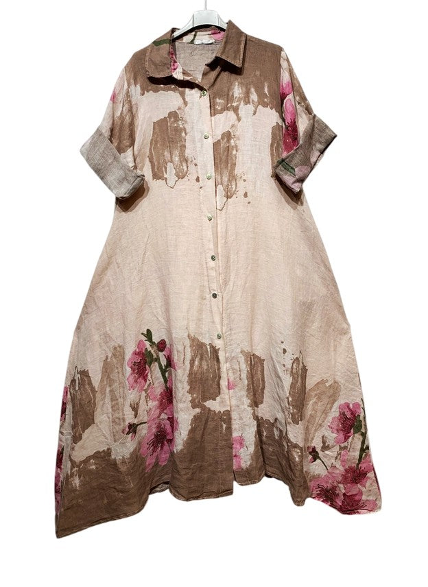 Long Linen Dress With Pockets | Italian Made Maxi Dress-Katze Boutique