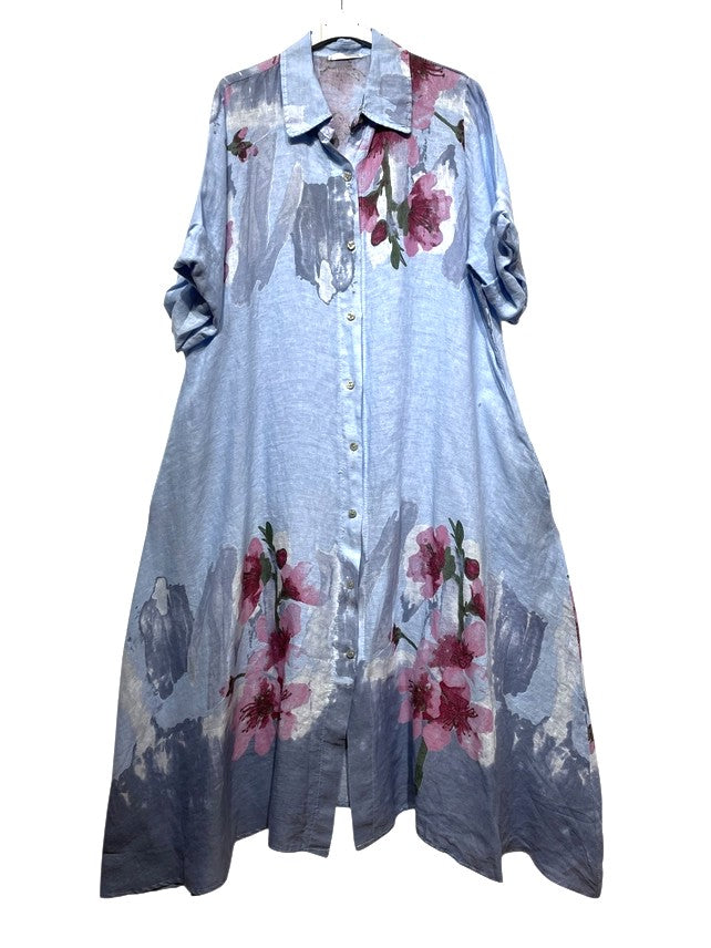 Long Linen Dress With Pockets | Italian Made Maxi Dress-Katze Boutique