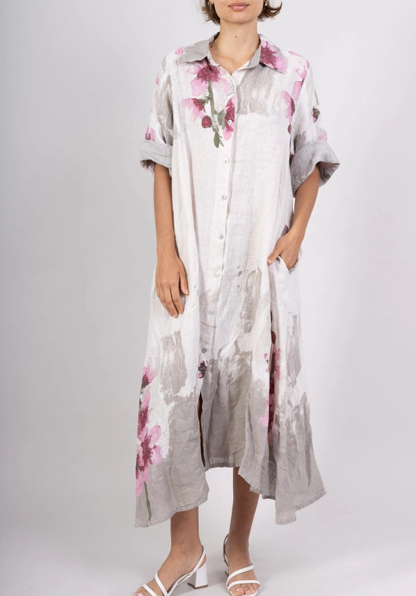 Long Linen Dress With Pockets | Italian Made Maxi Dress-Katze Boutique