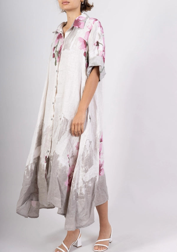 Long Linen Dress With Pockets | Italian Made Maxi Dress-Katze Boutique