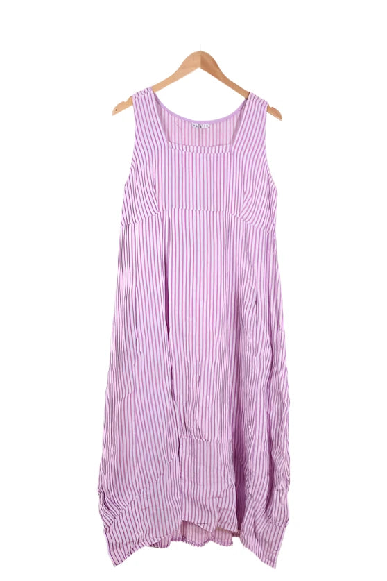 Made In Italy Striped Linen Dress
